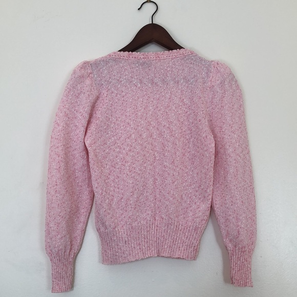 Vintage Candy Pink Keren Made In USA 80s Sweater Small - Picture 10 of 14